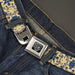 BD Wings Logo CLOSE-UP Full Color Black Silver Seatbelt Belt - Floral Collage Tan/Blue Webbing Seatbelt Belts Buckle-Down   