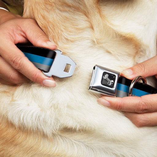 Dog Bone Seatbelt Buckle Collar - Stripes Black/Turquoise/Gray Seatbelt Buckle Collars Buckle-Down   