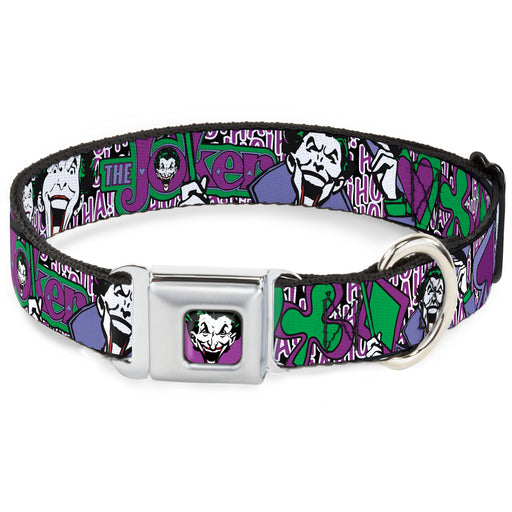 Joker Face Full Color Seatbelt Buckle Collar - Joker Face/Logo/Spades Black/White/Purple Seatbelt Buckle Collars DC Comics   