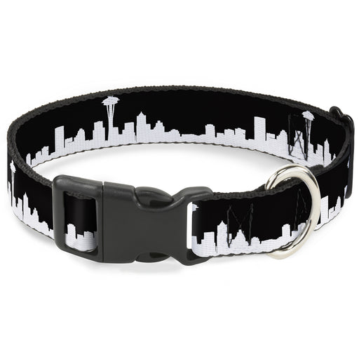 Plastic Clip Collar - Seattle Solid Skyline Black/White Plastic Clip Collars Buckle-Down   