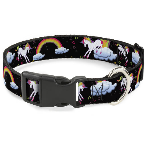 Plastic Clip Collar - Unicorns/Rainbows/Stars Black Plastic Clip Collars Buckle-Down   