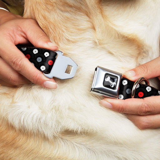 Dog Bone Seatbelt Buckle Collar - Vinyl Records Stacked Black/Gray/Red/White Seatbelt Buckle Collars Buckle-Down   