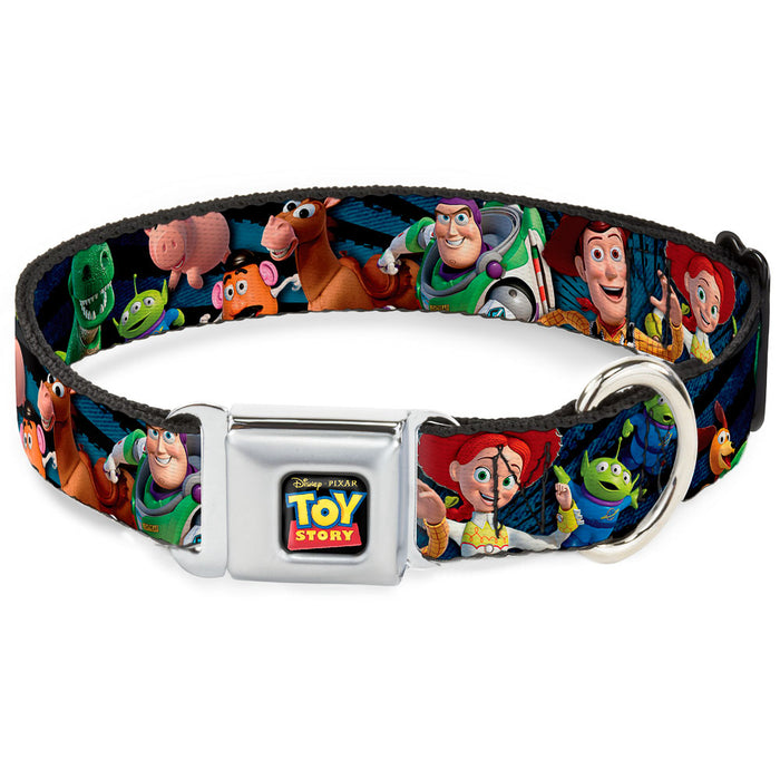 TOY STORY Logo Full Color Black Seatbelt Buckle Collar - Toy Story Characters Running Denim Rays Seatbelt Buckle Collars Disney   