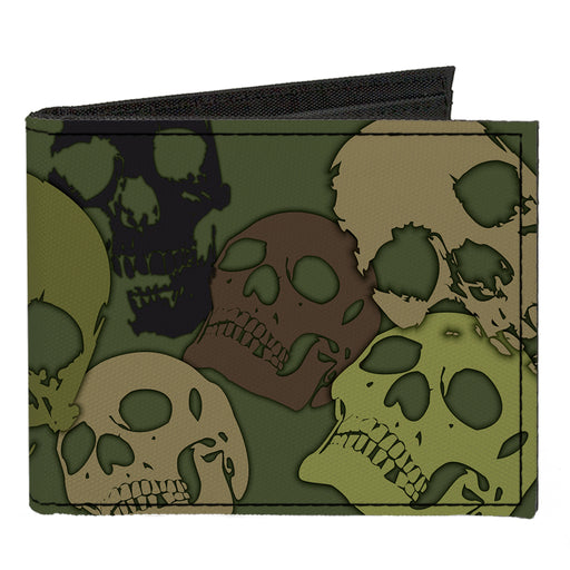 Canvas Bi-Fold Wallet - Camo Olive Skull Yard Canvas Bi-Fold Wallets Buckle-Down   