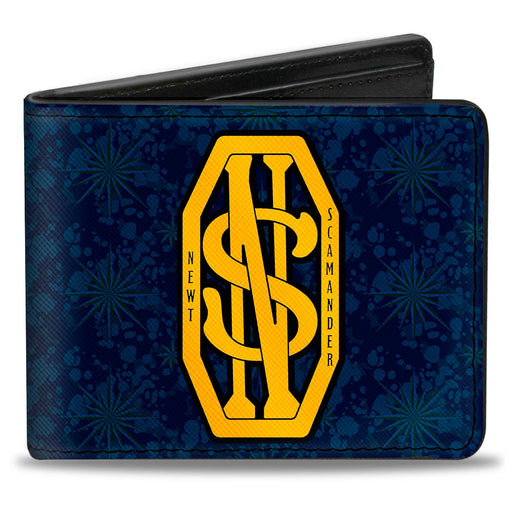 Bi-Fold Wallet - NEWT SCAMANDER NS Monogram + FBAWTFT Logo Blues Gold Bi-Fold Wallets The Wizarding World of Harry Potter   