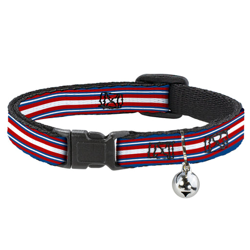 Cat Collar Breakaway - Striped Blue Red White Breakaway Cat Collars Buckle-Down   