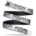 BD Wings Logo CLOSE-UP Full Color Black Silver Seatbelt Belt - BD Est. 93 White Webbing Seatbelt Belts Buckle-Down   