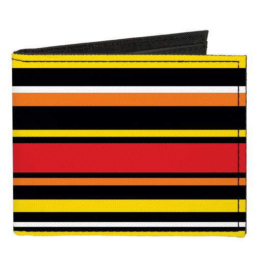 Canvas Bi-Fold Wallet - Fine Stripes Balck Yellows Orange Red White Canvas Bi-Fold Wallets Buckle-Down   