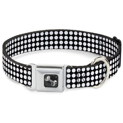 Dog Bone Seatbelt Buckle Collar - Mini Polka Dots Black/White Seatbelt Buckle Collars Buckle-Down   