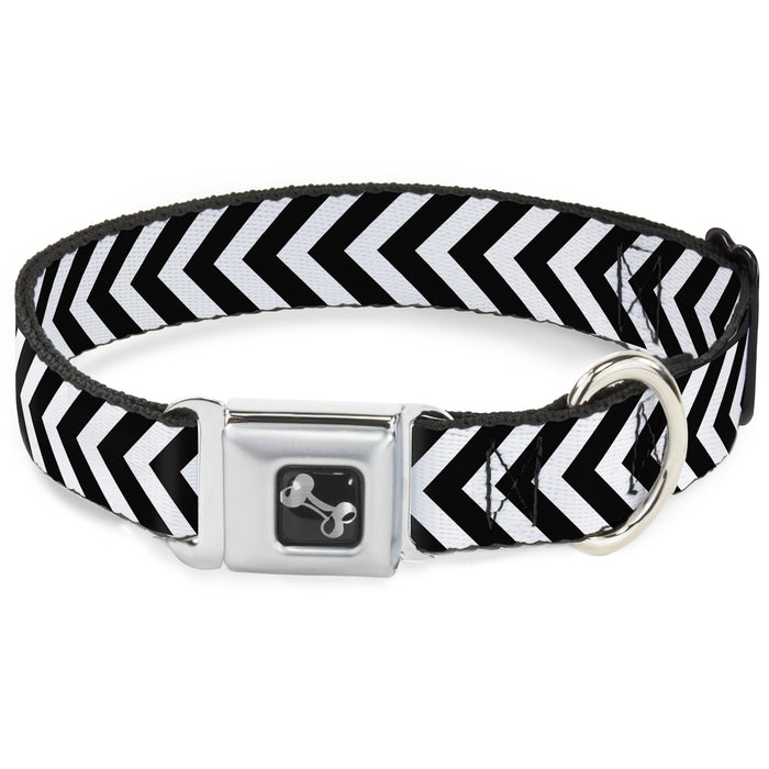 Dog Bone Seatbelt Buckle Collar - Chevron3 White/Black Seatbelt Buckle Collars Buckle-Down   