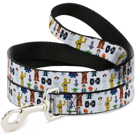Dog Leash - Star Wars Classic Characters and Icons Collage White Dog Leashes Star Wars   
