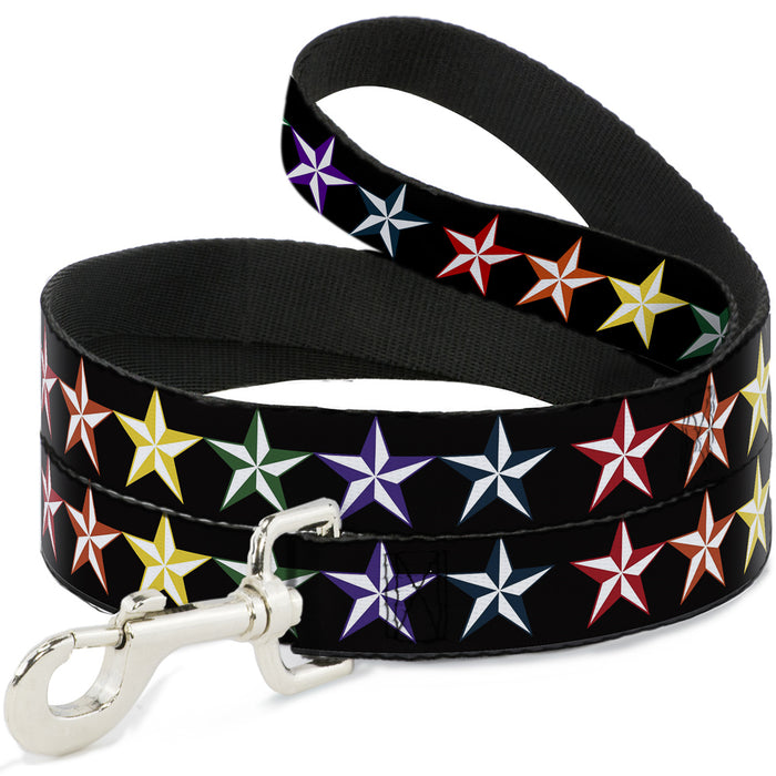 Dog Leash - Nautical Star Black/Multi Color Dog Leashes Buckle-Down   