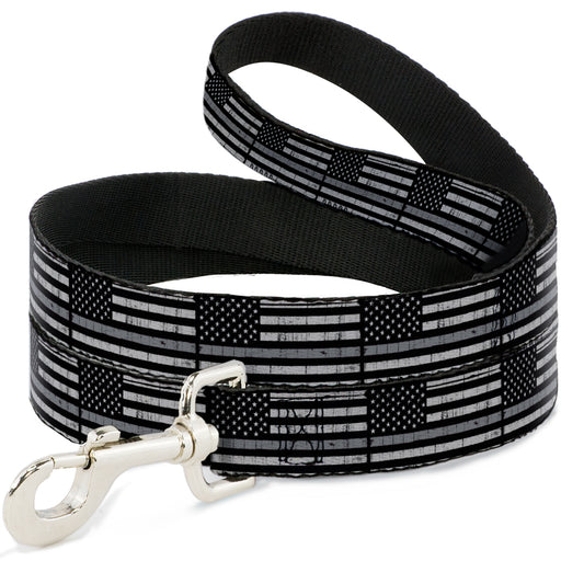 Dog Leash - Thin Gray Line Flag Weathered Black/Grays Dog Leashes Buckle-Down   