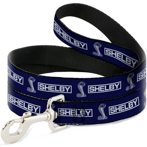 Dog Leash - SHELBY Box Logo and Super Snake Cobra Blue/White Dog Leashes Carroll Shelby   
