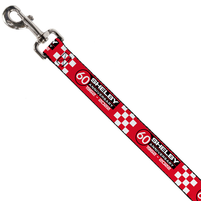 Dog Leash - SHELBY 60th ANNIVERSARY Checker Red/Black/White Dog Leashes Carroll Shelby   