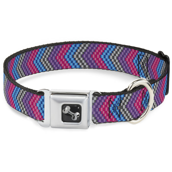 Dog Bone Seatbelt Buckle Collar - Chevron Weave Gray/Lavender/Pink/Baby Blue Seatbelt Buckle Collars Buckle-Down   
