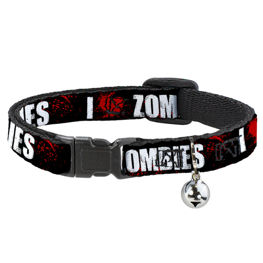 Cat Collar Breakaway - I "Heart" ZOMBIES Bold Splatter Black White Red Breakaway Cat Collars Buckle-Down   