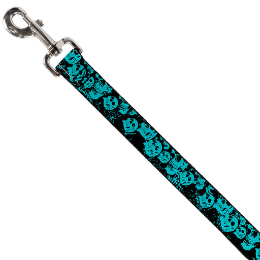 Dog Leash - Skulls Stacked Weathered Black/Teal Dog Leashes Buckle-Down   