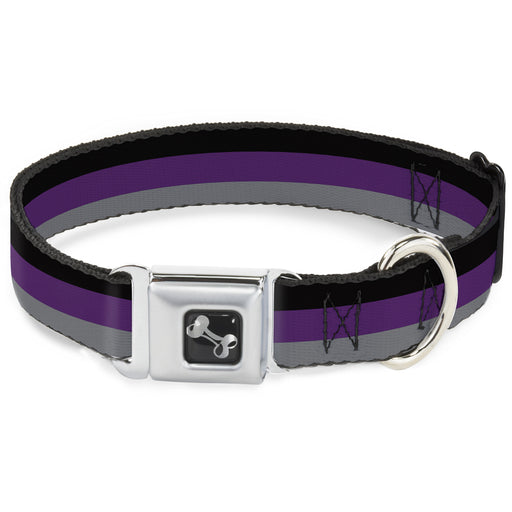 Dog Bone Seatbelt Buckle Collar - Stripes Black/Purple/Gray Seatbelt Buckle Collars Buckle-Down   