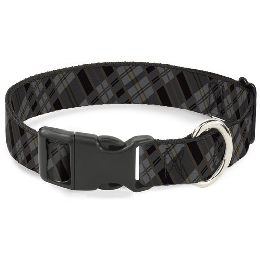 Plastic Clip Collar - Plaid Gray/Black/Brown Plastic Clip Collars Buckle-Down   