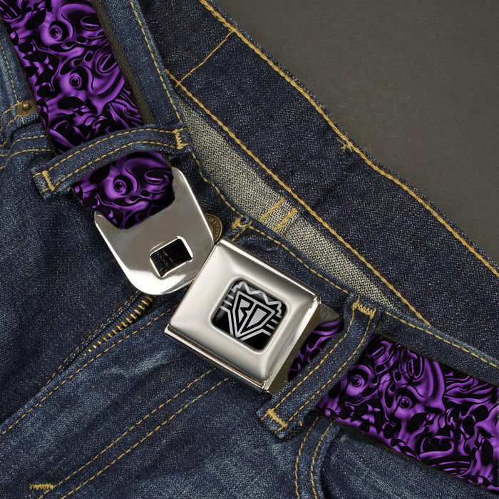 BD Wings Logo CLOSE-UP Full Color Black Silver Seatbelt Belt - Sleeve Skulls Black/Purple Webbing Seatbelt Belts Buckle-Down   