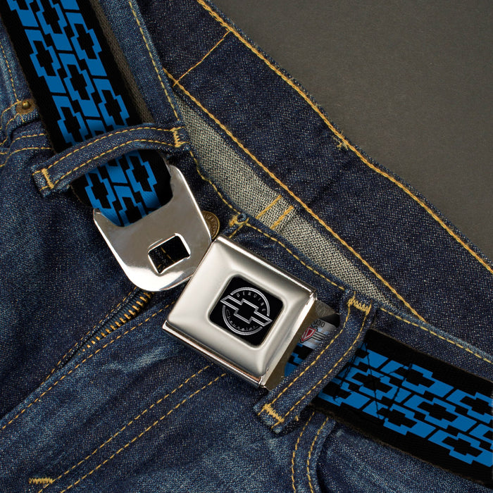 Chevy Seatbelt Belt - Chevy Bowties 3-Row Black/Blue Webbing Seatbelt Belts GM General Motors   