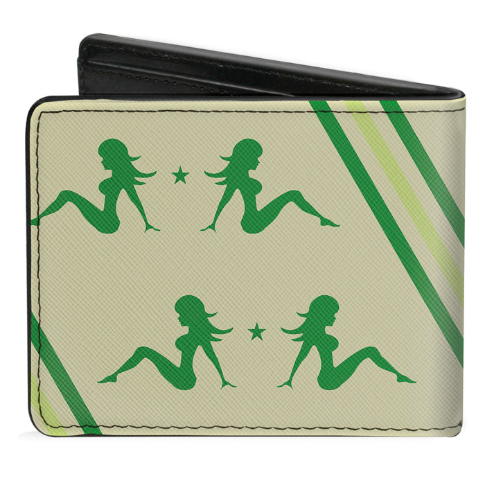 Bi-Fold Wallet - Mud Flap Girls w Stripes Tan Green Lime Green Bi-Fold Wallets Buckle-Down   