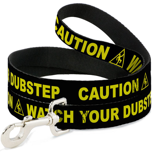 Dog Leash - CAUTION WATCH YOUR DUBSTEP Black/Yellow Dog Leashes Buckle-Down   
