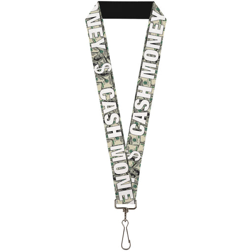 Lanyard - 1.0" - CASH MONEY $ Dollars White Lanyards Buckle-Down   