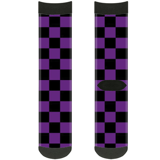 Sock Pair - Polyester - Checker Black Purple - CREW Socks Buckle-Down   