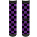 Sock Pair - Polyester - Checker Black Purple - CREW Socks Buckle-Down   