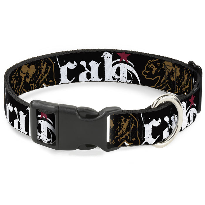 Plastic Clip Collar - CALI w/Grizzly Bear Plastic Clip Collars Buckle-Down   