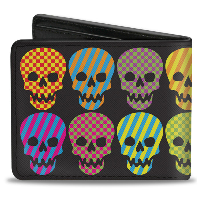 Bi-Fold Wallet - Checker & Stripe Skulls Black Multi Neon Bi-Fold Wallets Buckle-Down   