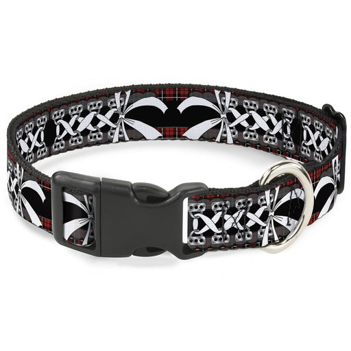 Plastic Clip Collar - Corset Lace Up w/Bow Red Plaid/Black Plastic Clip Collars Buckle-Down   