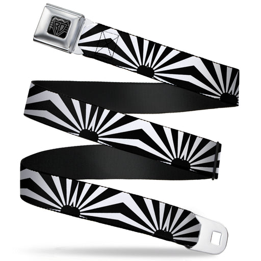 BD Wings Logo CLOSE-UP Full Color Black Silver Seatbelt Belt - Rising Sun White/Black Webbing Seatbelt Belts Buckle-Down   