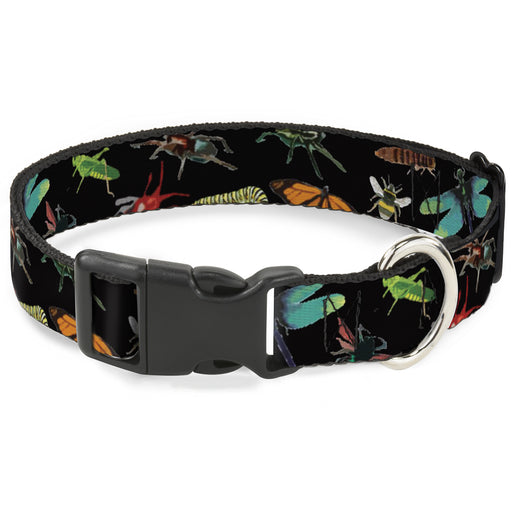 Plastic Clip Collar - Insects Scattered CLOSE-UP Black Plastic Clip Collars Buckle-Down   