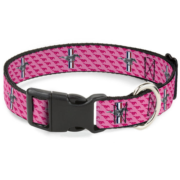 Plastic Clip Collar - Ford Mustang w/Bars w/Text PINK LOGO REPEAT Plastic Clip Collars Ford   