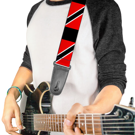 Guitar Strap - Trinidad & Tobaga Flags Black Block Guitar Straps Buckle-Down   