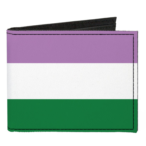 Canvas Bi-Fold Wallet - Flag Genderqueer Lavender White Green Canvas Bi-Fold Wallets Buckle-Down   