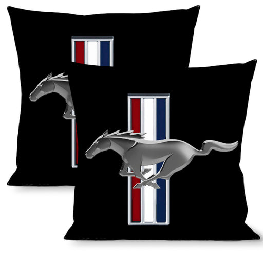 Pillow - THROW - Ford Mustang w Bars Logo Black Throw Pillows Ford   