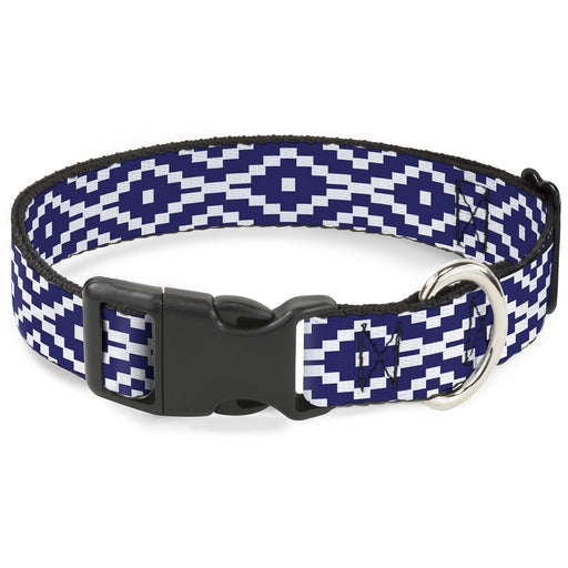 Plastic Clip Collar - Geometric Diamond Blue/White Plastic Clip Collars Buckle-Down   
