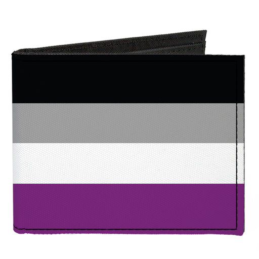 Canvas Bi-Fold Wallet - Flag Asexual Black Gray White Purple Canvas Bi-Fold Wallets Buckle-Down   