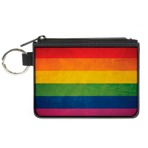 Canvas Zipper Wallet - MINI X-SMALL - Flag Pride Distressed Rainbow Canvas Zipper Wallets Buckle-Down   
