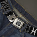 BD Wings Logo CLOSE-UP Full Color Black Silver Seatbelt Belt - Zodiac PISCES/Symbol Black/White Webbing Seatbelt Belts Buckle-Down   