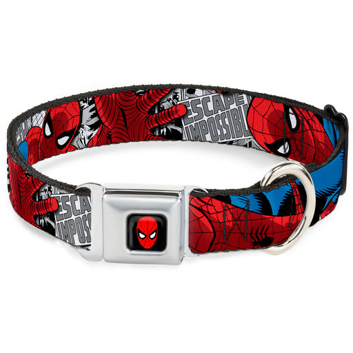 MARVEL UNIVERSE Spider-Man Full Color Seatbelt Buckle Collar - Spider-Man Action ESCAPE IMPOSSIBLE Gray Seatbelt Buckle Collars Marvel Comics   