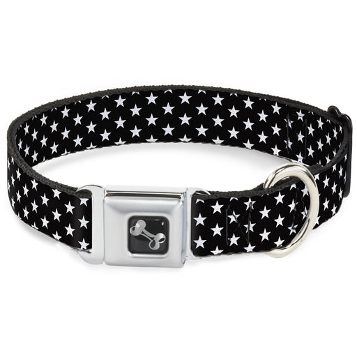 Dog Bone Seatbelt Buckle Collar - Mini Stars3 Black/White Seatbelt Buckle Collars Buckle-Down   