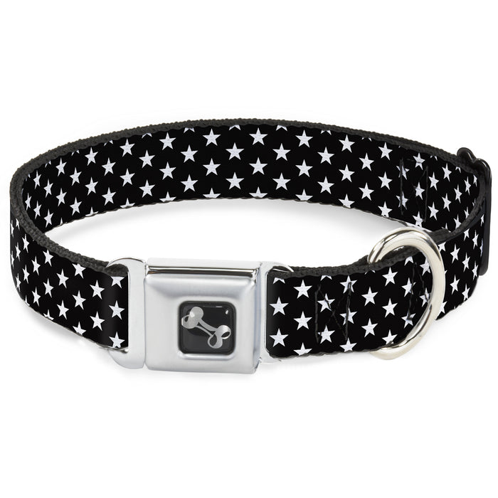Dog Bone Seatbelt Buckle Collar - Mini Stars3 Black/White — Buckle