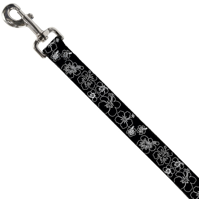 Dog Leash - Hibiscus Outline Black/White Dog Leashes Buckle-Down   