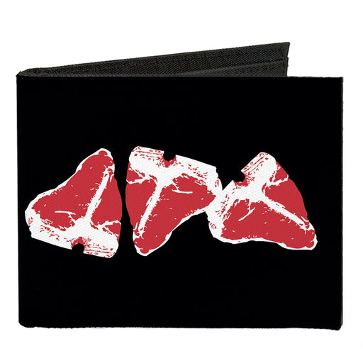 Canvas Bi-Fold Wallet - Steaks w MEAT Text Canvas Bi-Fold Wallets Buckle-Down   