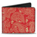 Bi-Fold Wallet - Bandana Skulls Scarlet Red Gold Bi-Fold Wallets Buckle-Down   